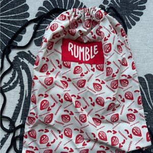 NWOT Rumble Drawstring Bag with Red and White Pattern